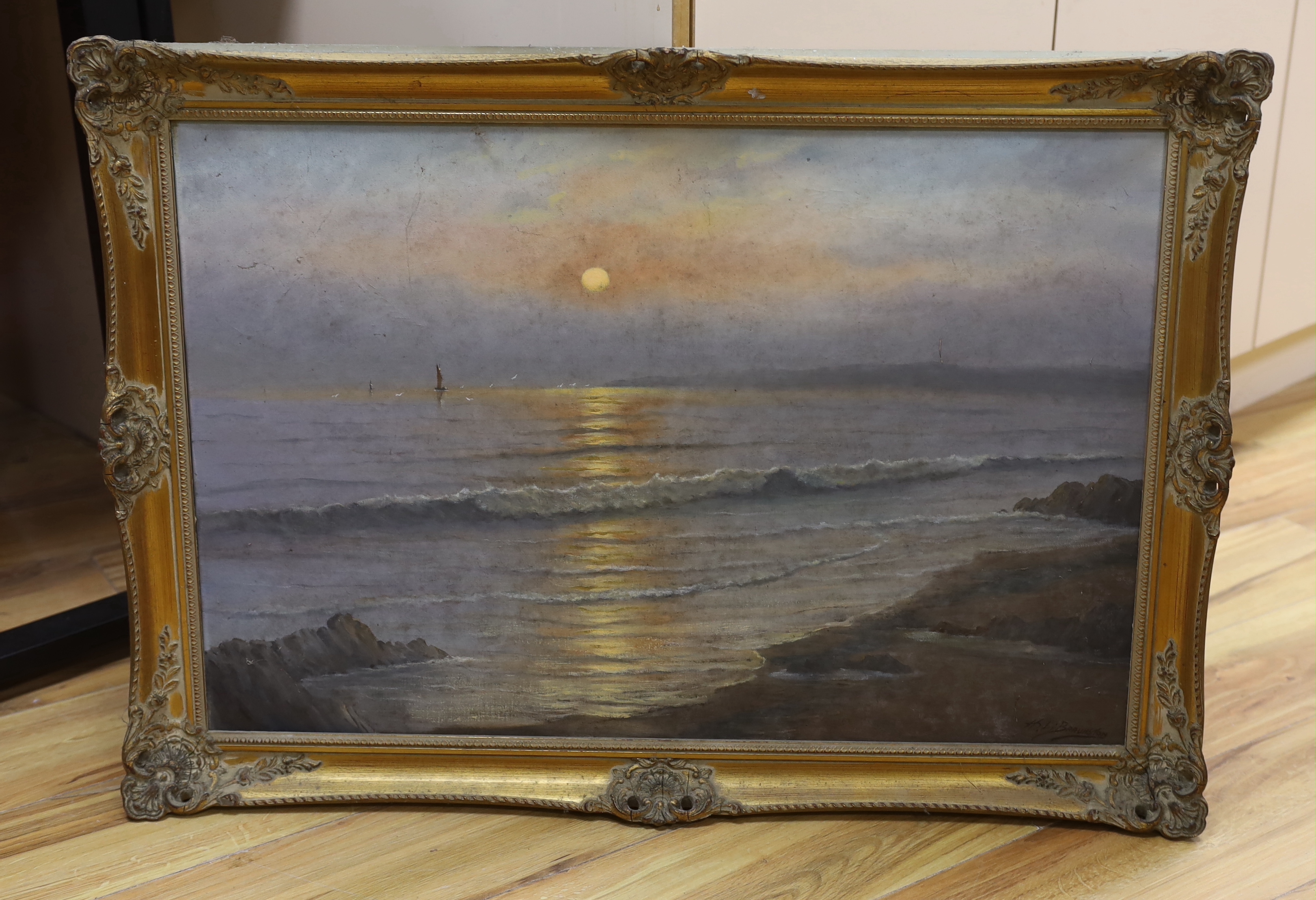 Horace Leonard Braunston (1897-1983), oil on canvas, 'Hazy Sunset', signed, 50 x 75cm